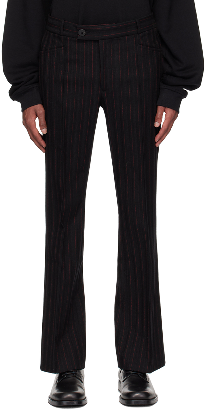 Black Pin Stripe Flare Trousers