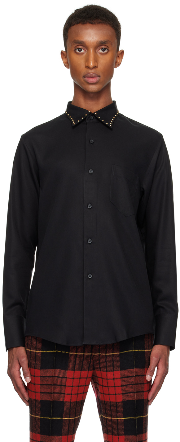 Black Studded Collar Shirt