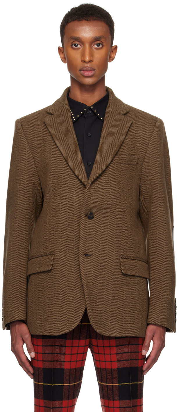 Brown Classic Single-Breasted Blazer