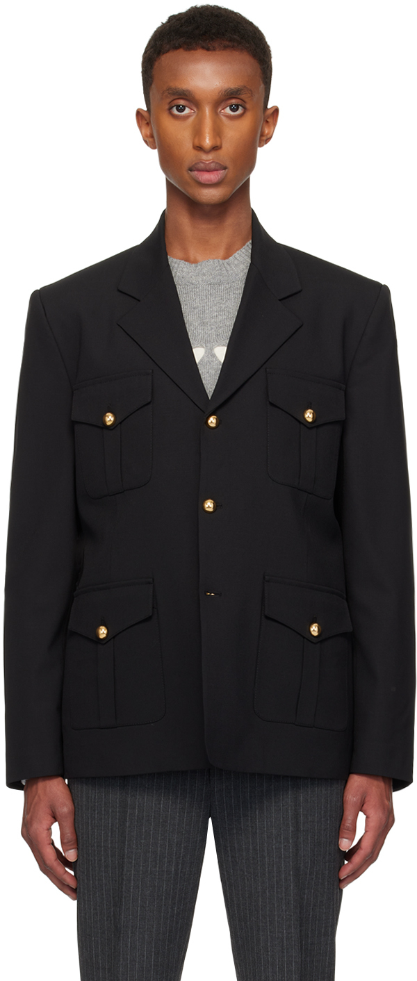 Shop Ernest W Baker Black Military Four Pocket Blazer