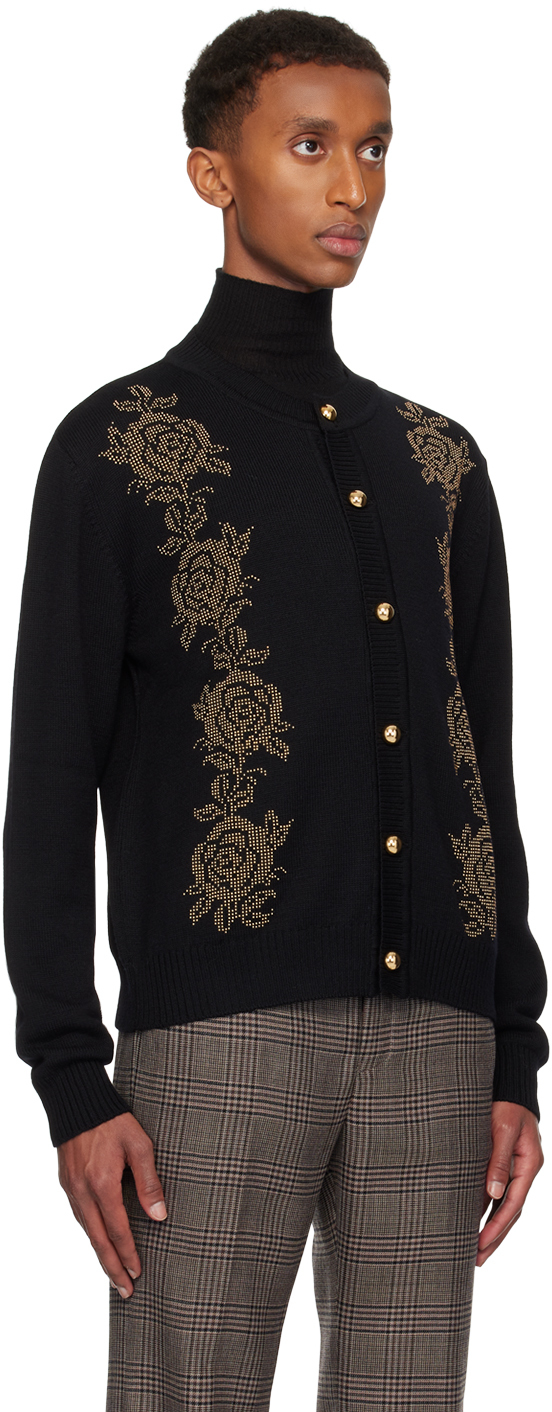 ERNEST W BAKER BLACK ROSE STUDDED CARDIGAN 