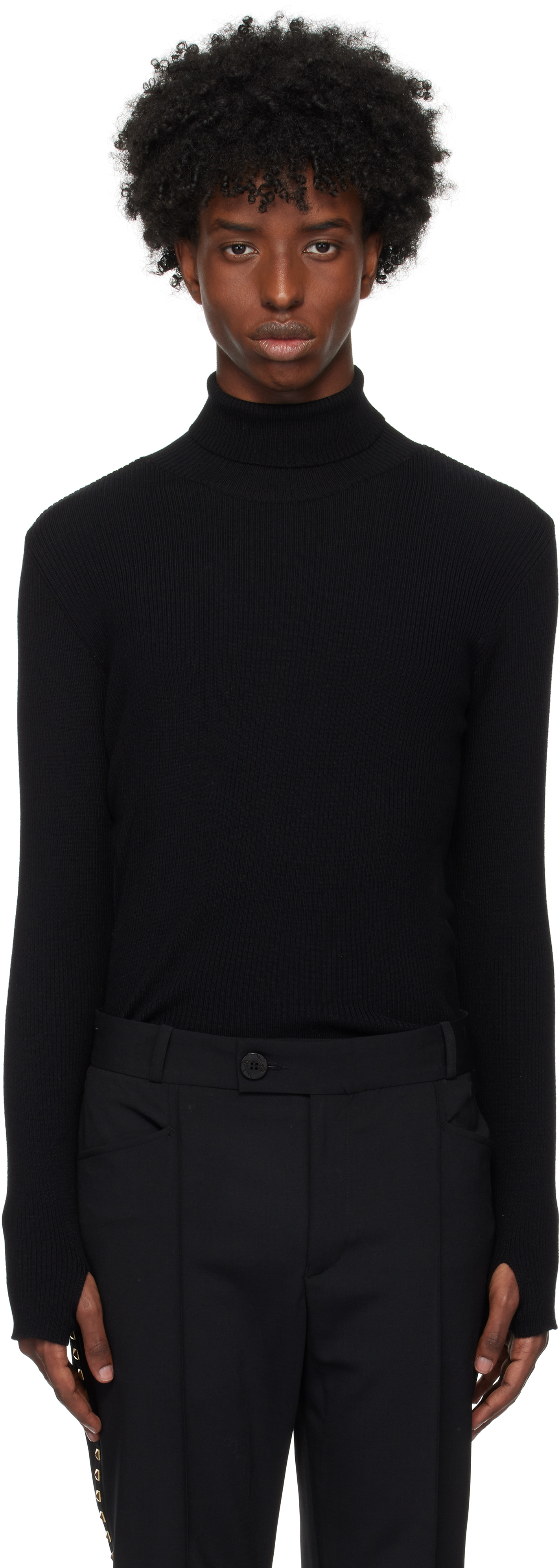 Black Ribbed Turtleneck