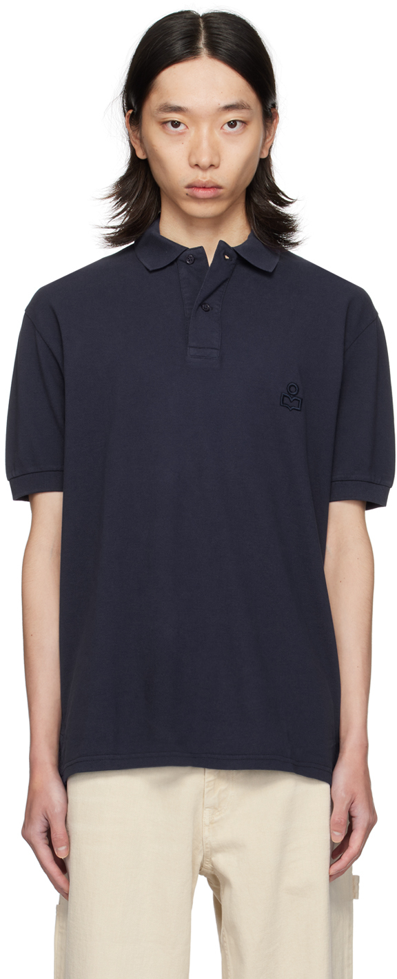 Shop Isabel Marant Navy Afko Polo In Faded Night 30fn