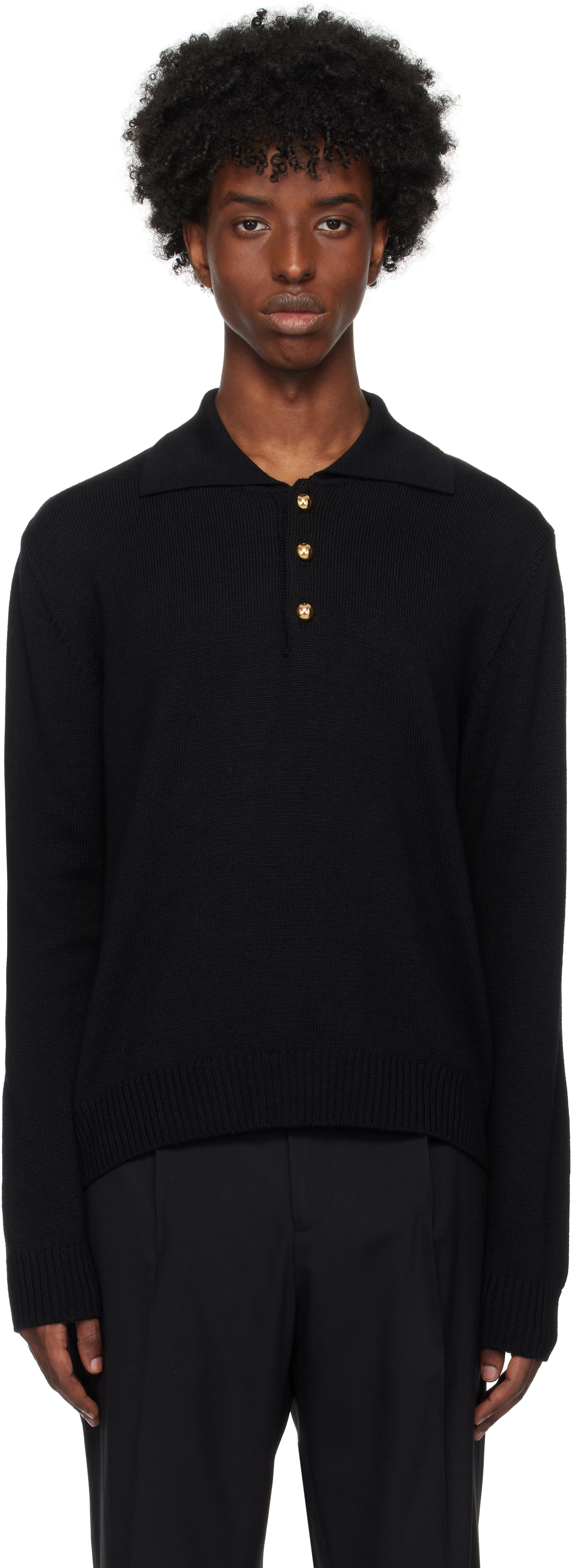 Shop Ernest W Baker Black Knit Polo