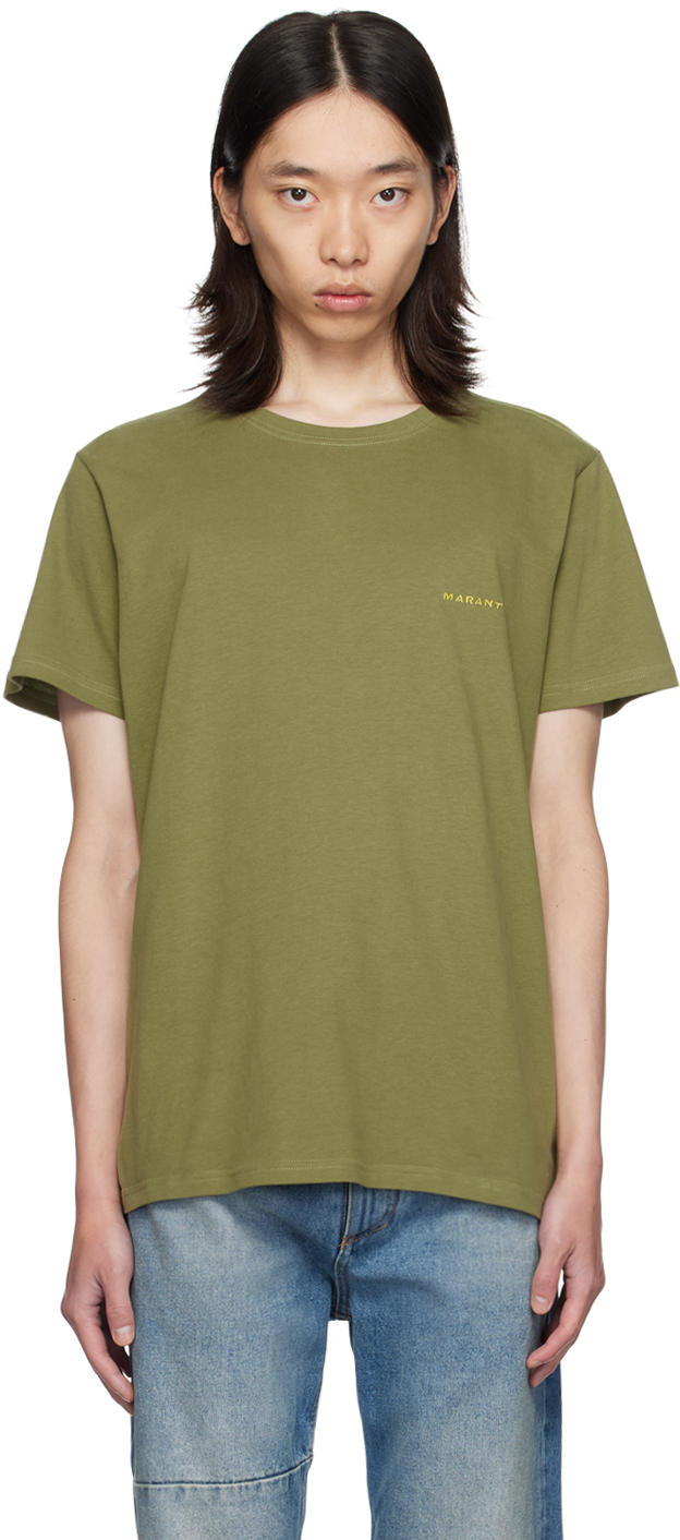 Shop Isabel Marant Khaki Zafferh T-shirt In Khaki 67ki