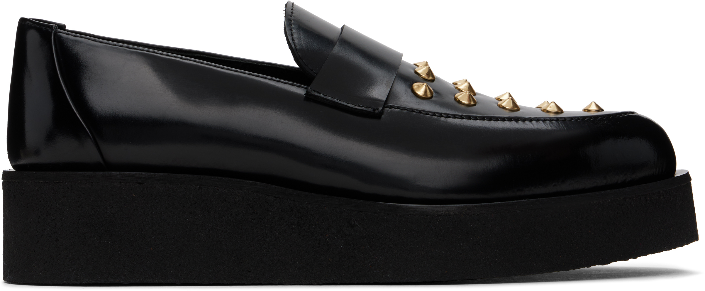 ERNEST W BAKER BLACK & GOLD CREEPER STUDDED LOAFERS 