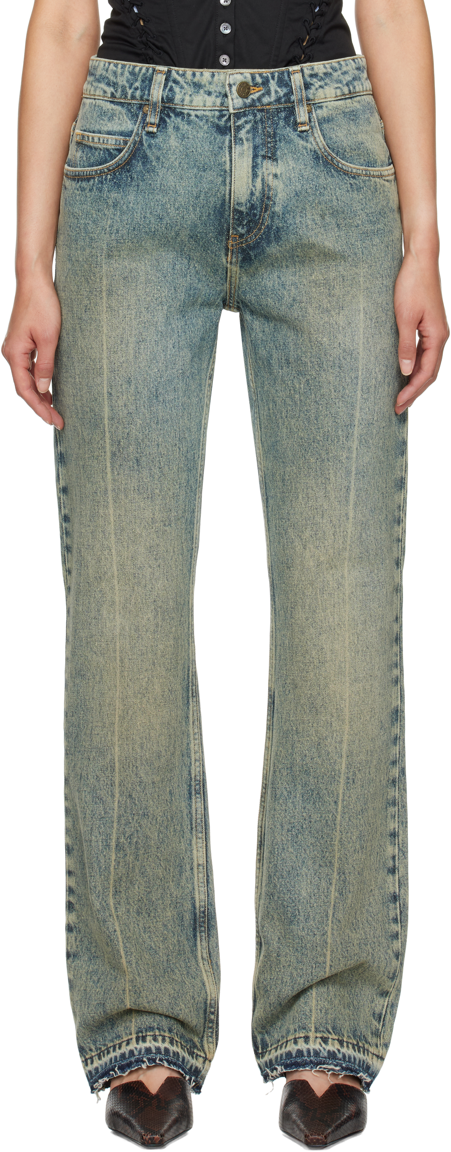 Blue Vintage Natural Washed Jeans by GUESS USA on Sale
