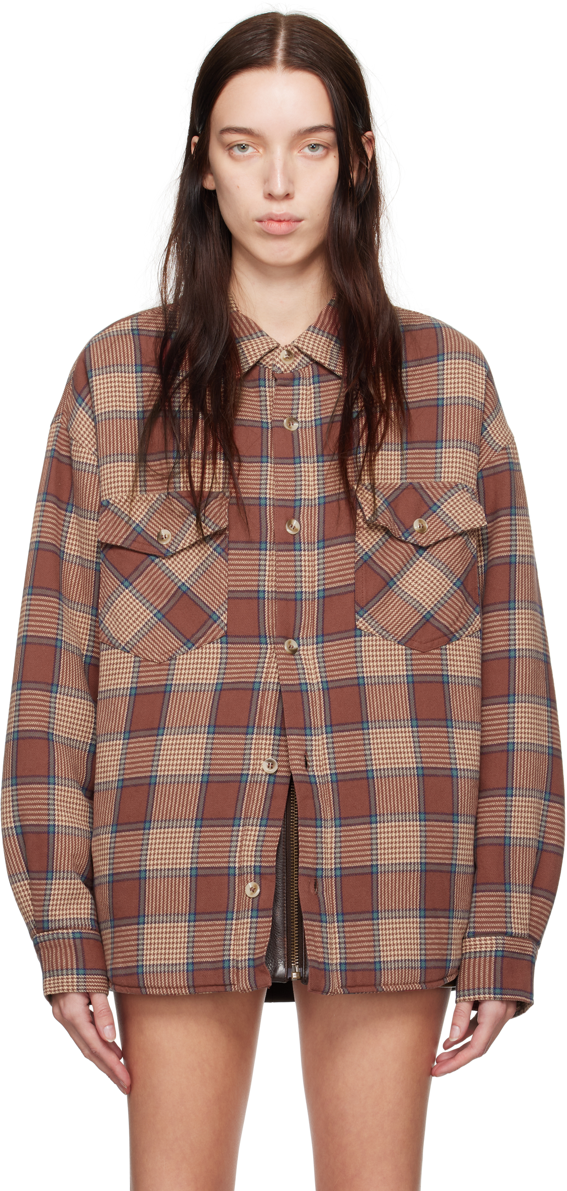 Red Padded Flannel Overshirt