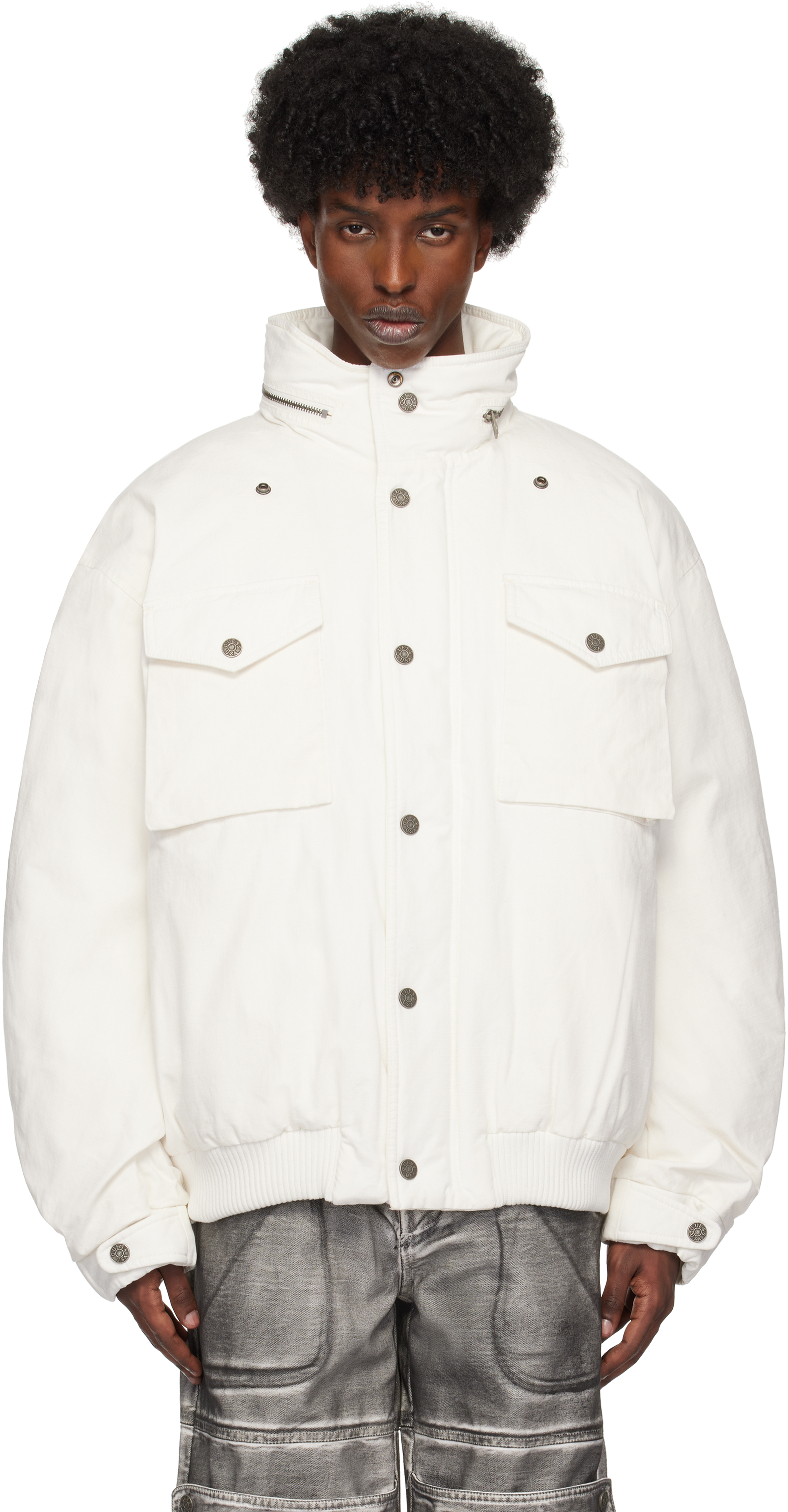 GUESS USA White Cotton Ripstop Parka Jacket