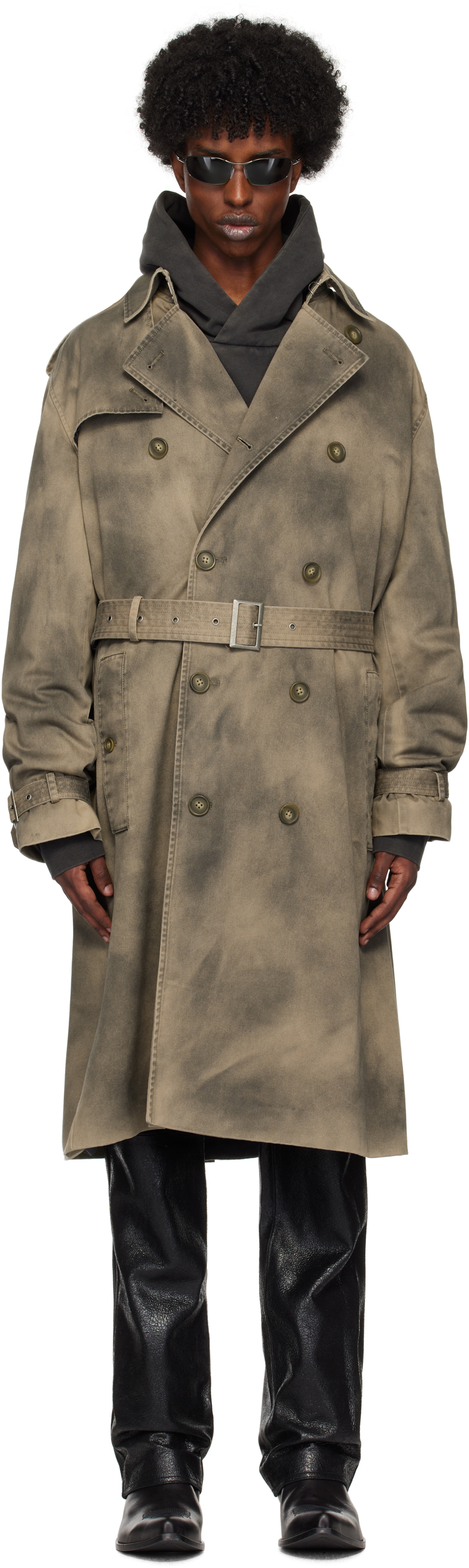 Brown Washed Trench Coat