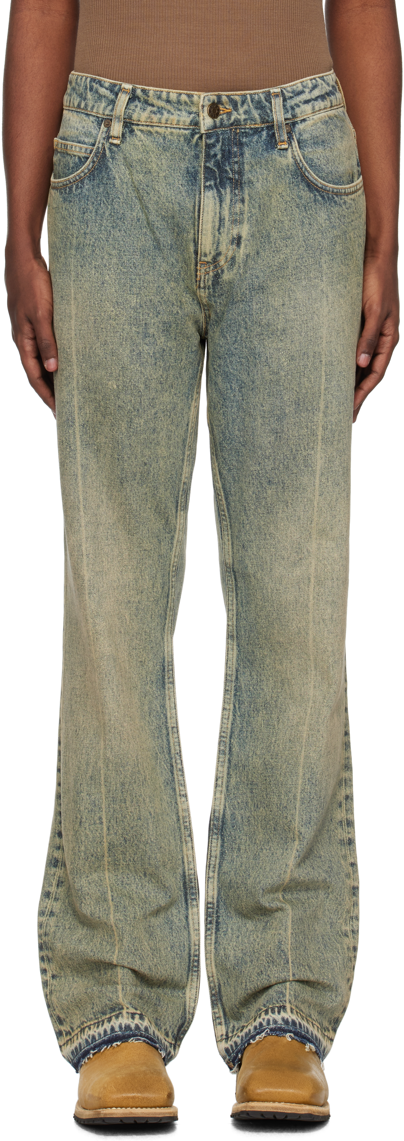 Blue Vintage Natural Washed Denim Jeans