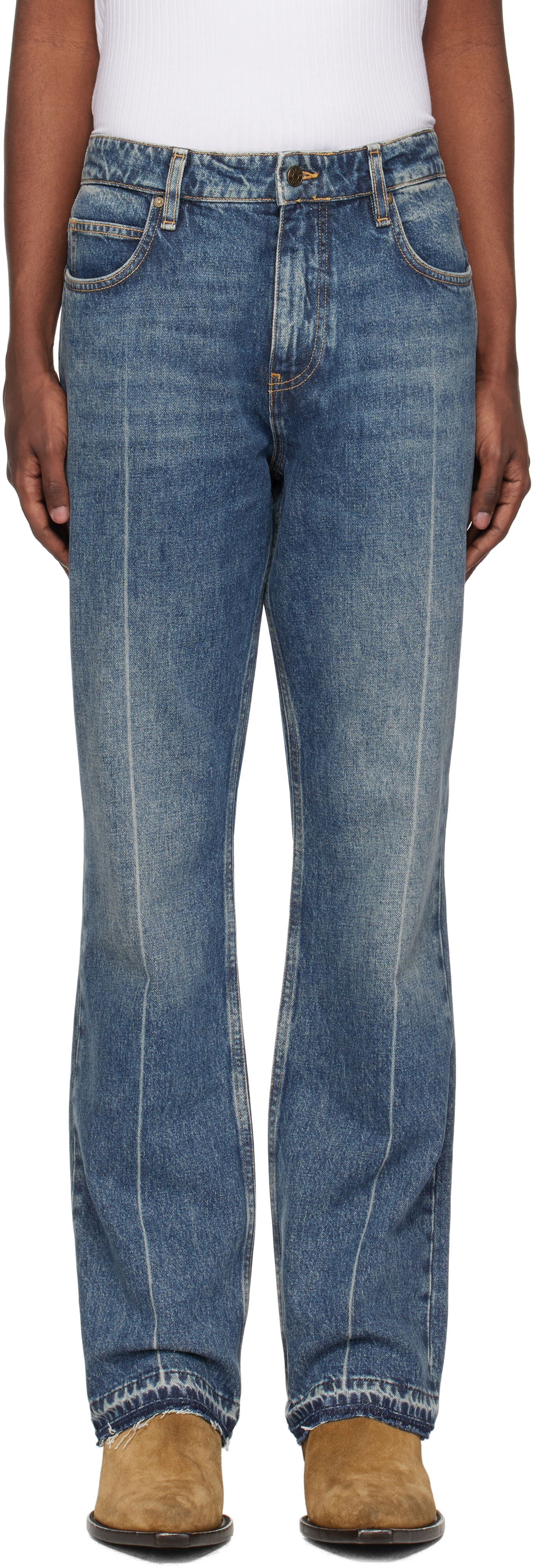 Blue Vintage Natural Washed Denim Jeans