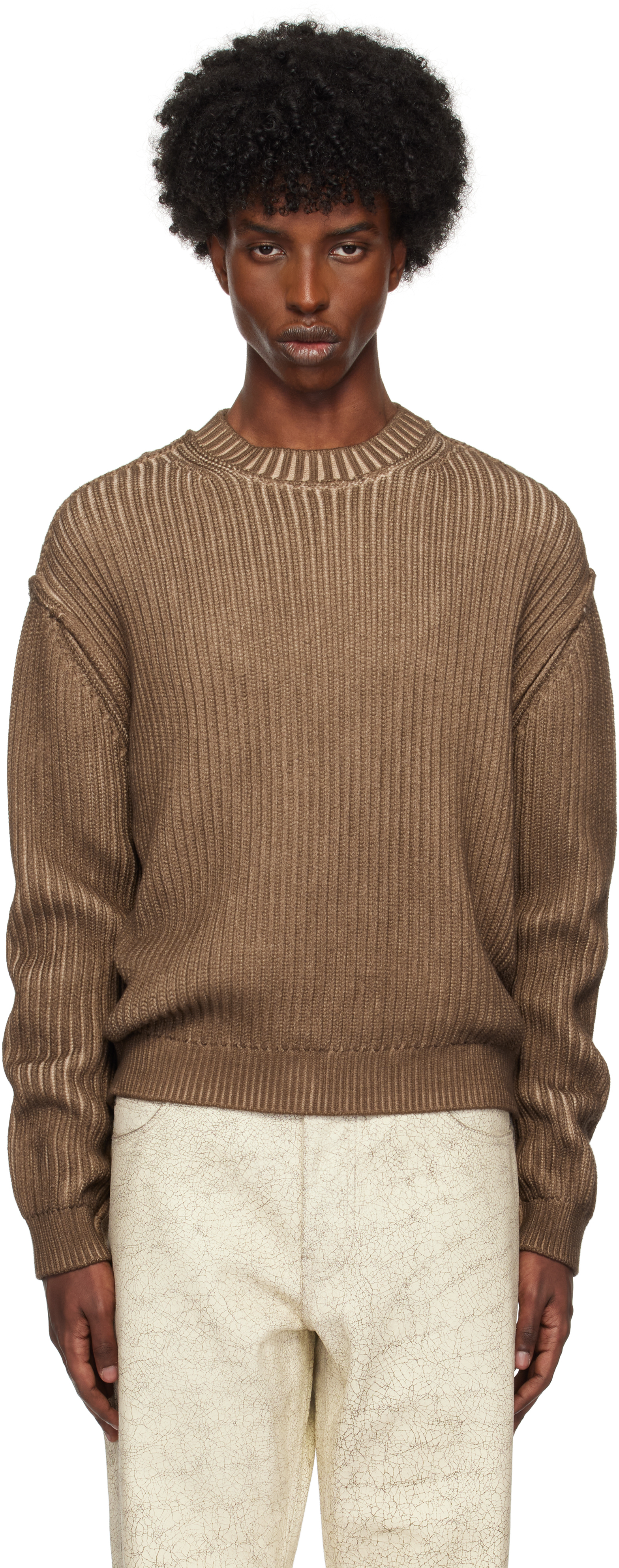 Brown Vintage Washed Crewneck Sweater