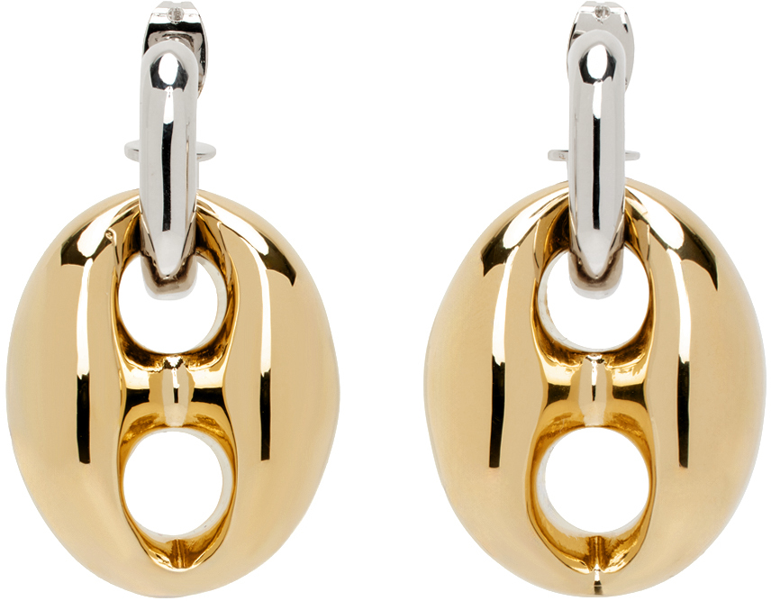 Shop Rabanne Silver & Gold Eight Chunky Earrings In M715 Gold / Silver