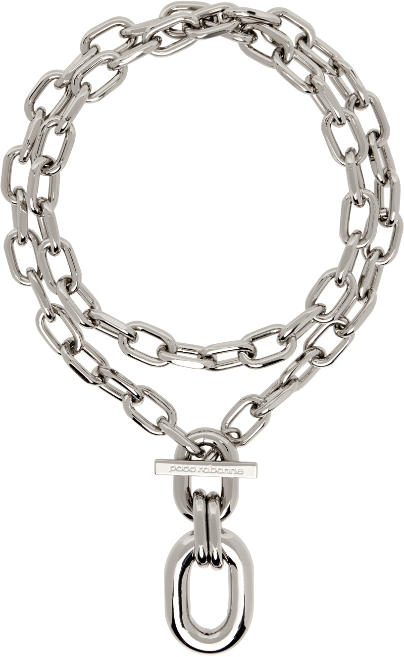 Silver Double XL Link Pendant Necklace