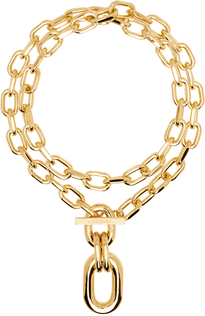 Gold Double XL Link Pendant Necklace
