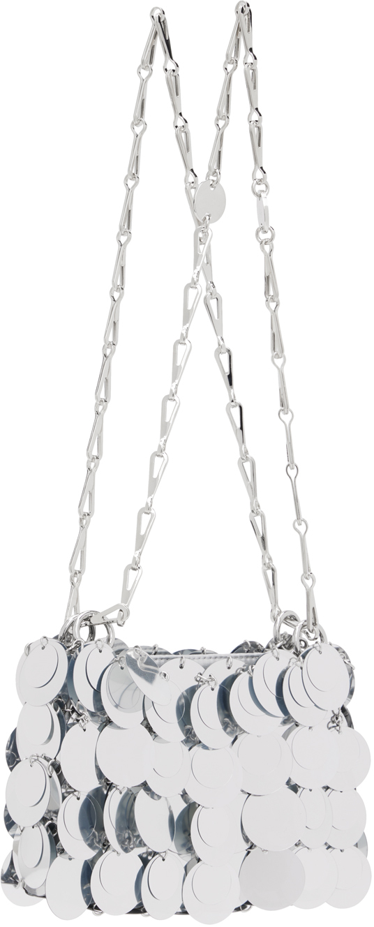Rabanne Silver Sparkle Discs Nano Bag In P040 Silver