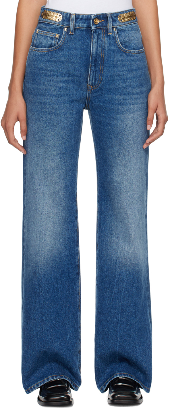 Shop Rabanne Blue Baggy Jeans In P464 Drk Denim Stone