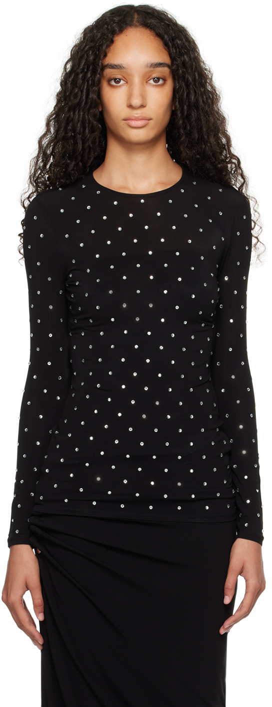 Black Crystal-Embellished Top