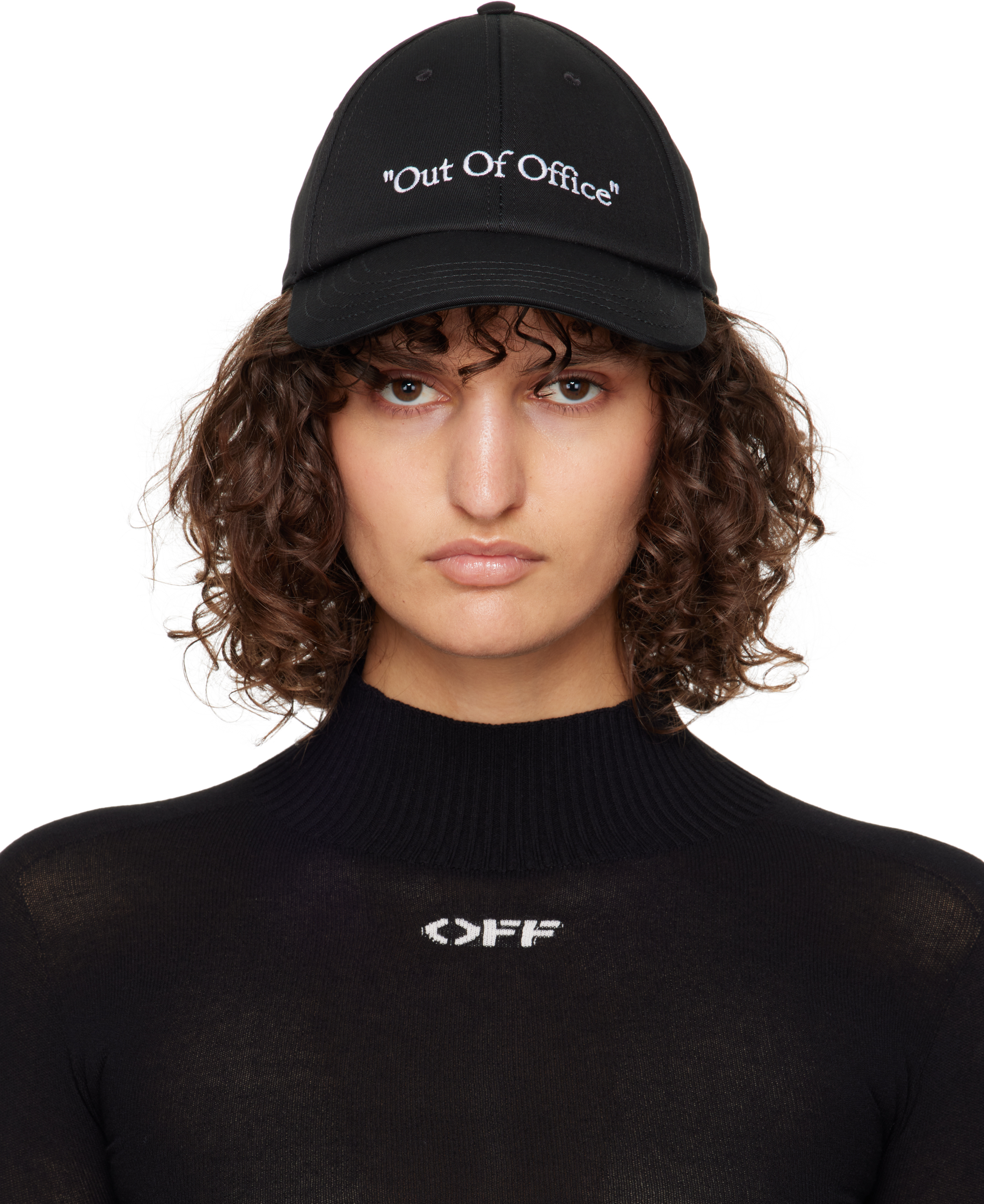 Off-white Black 'out Of Office' Cap In Black White