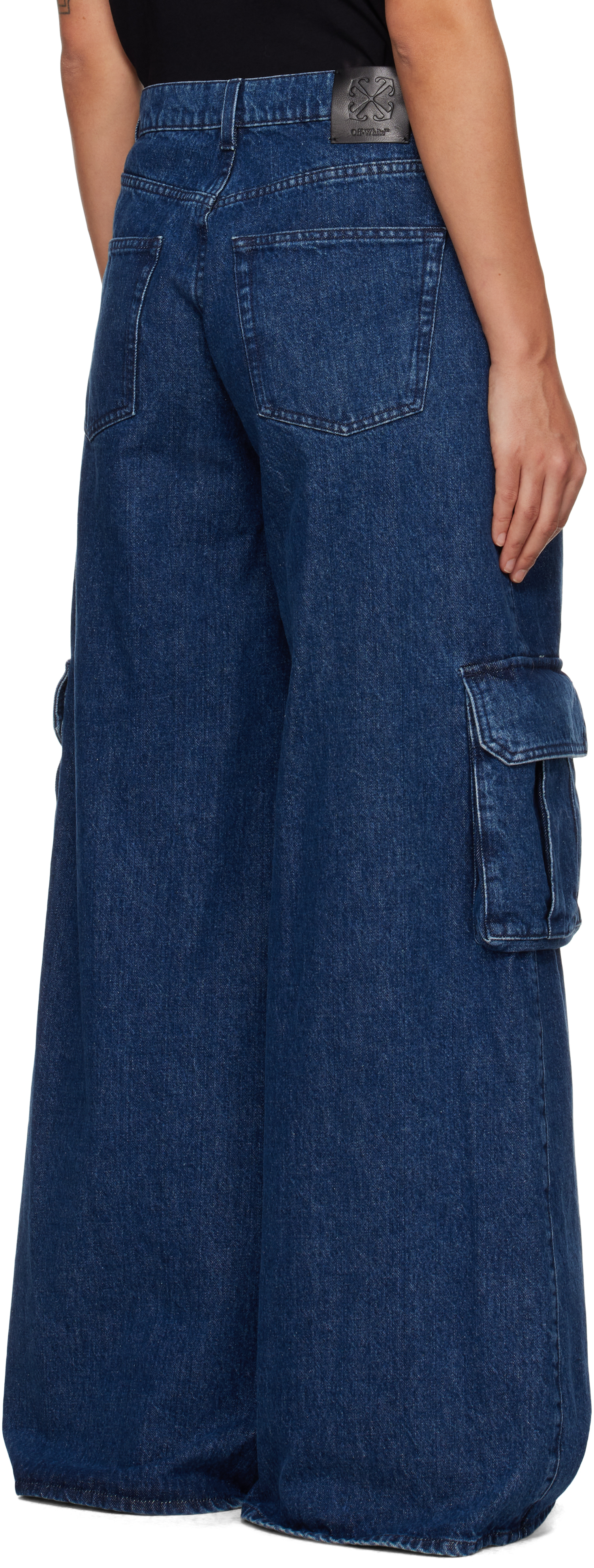 Off-white Blue Cargo Wide Jeans In Deep Blue