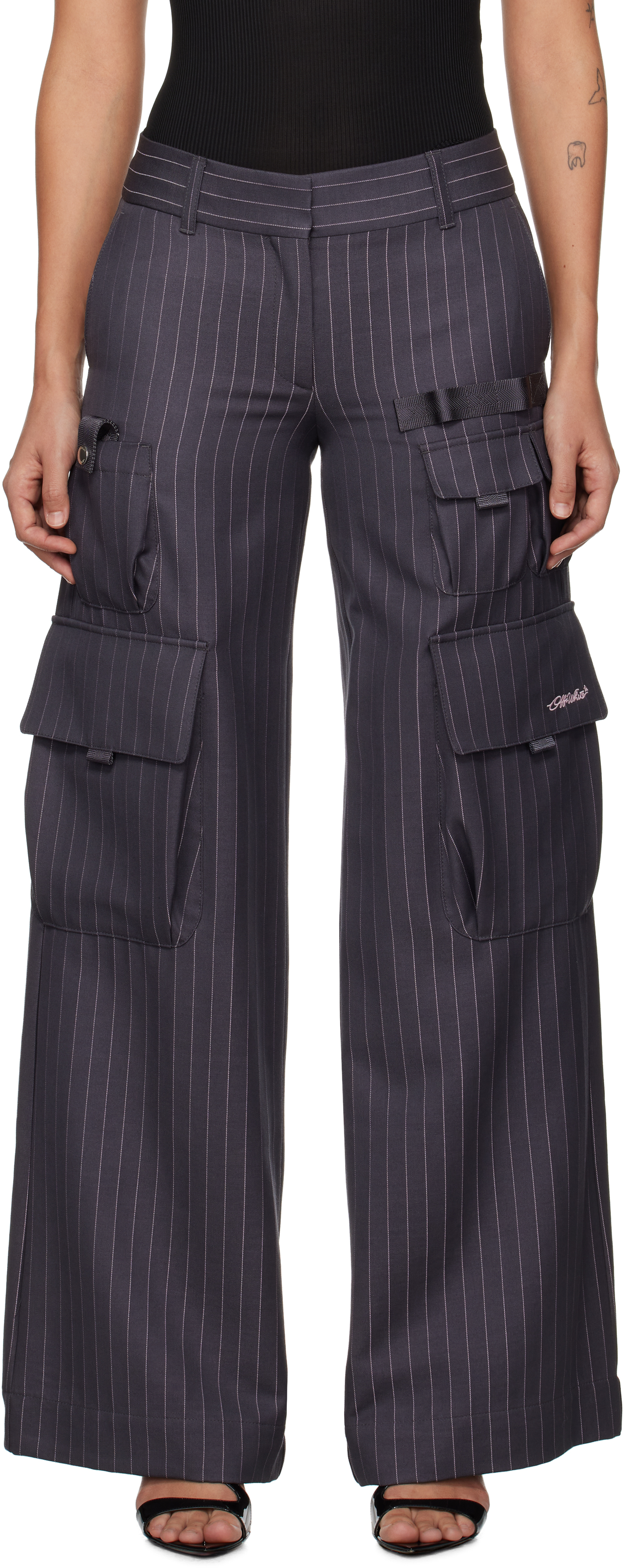 Gray Pinstripe Toybox Cargo Pants