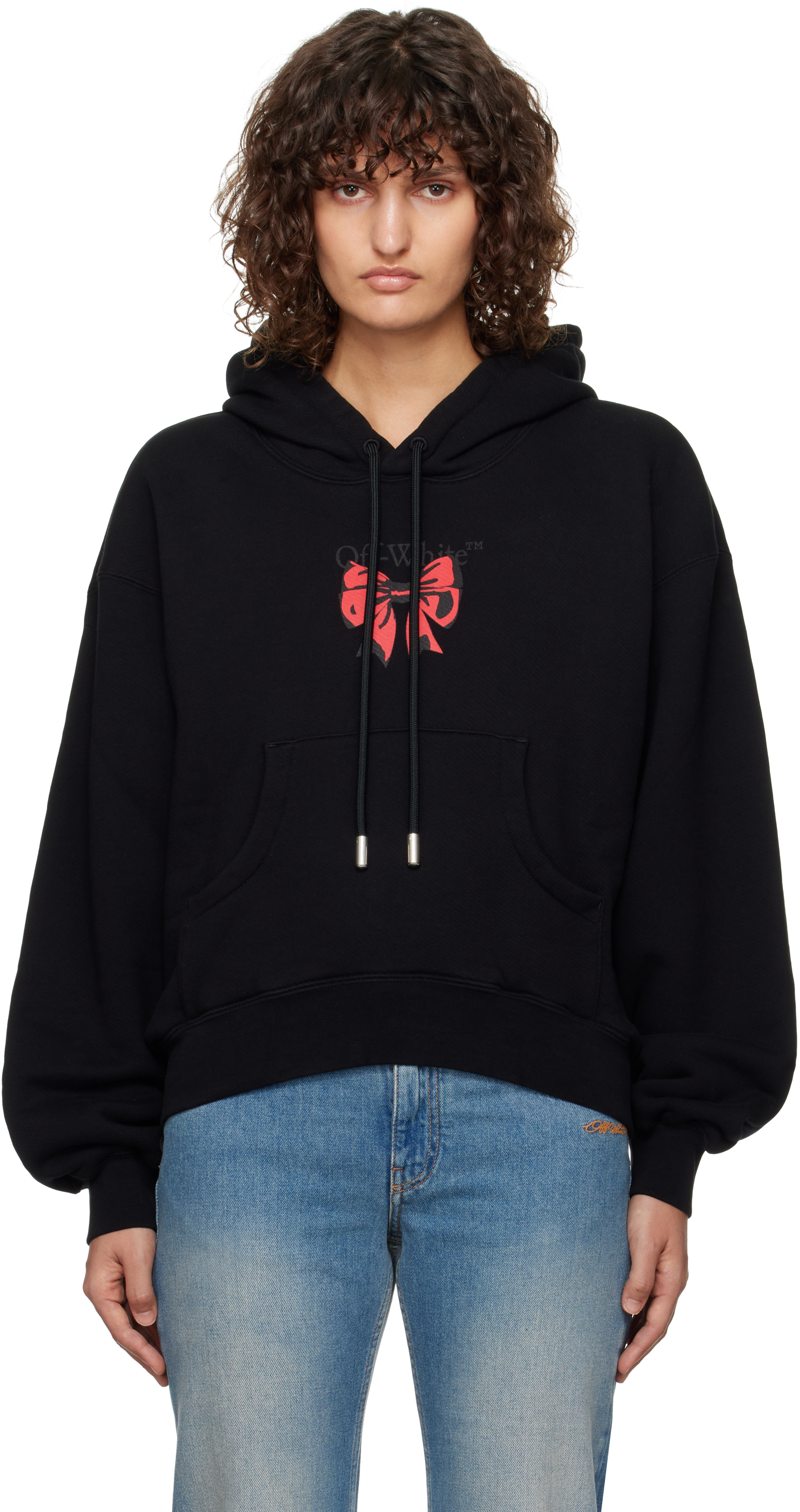 Off-white Black Bow Bookish Logo Over Hoodie