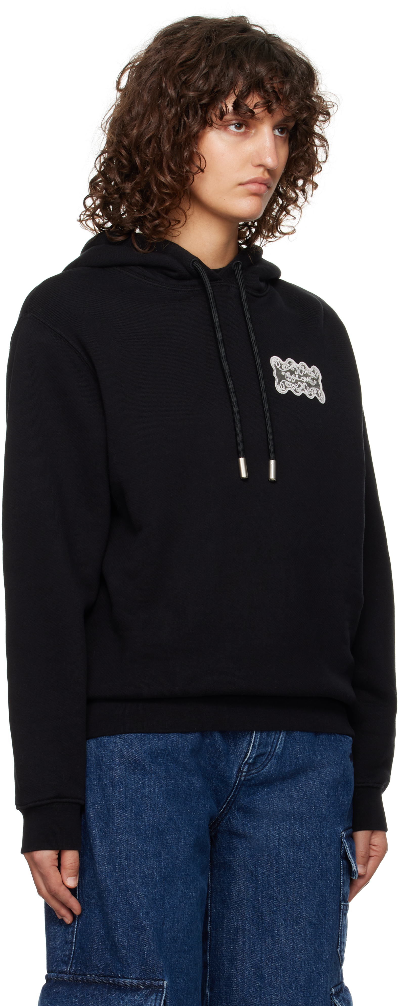Off-white Black Lace Label Reg Hoodie In Black White