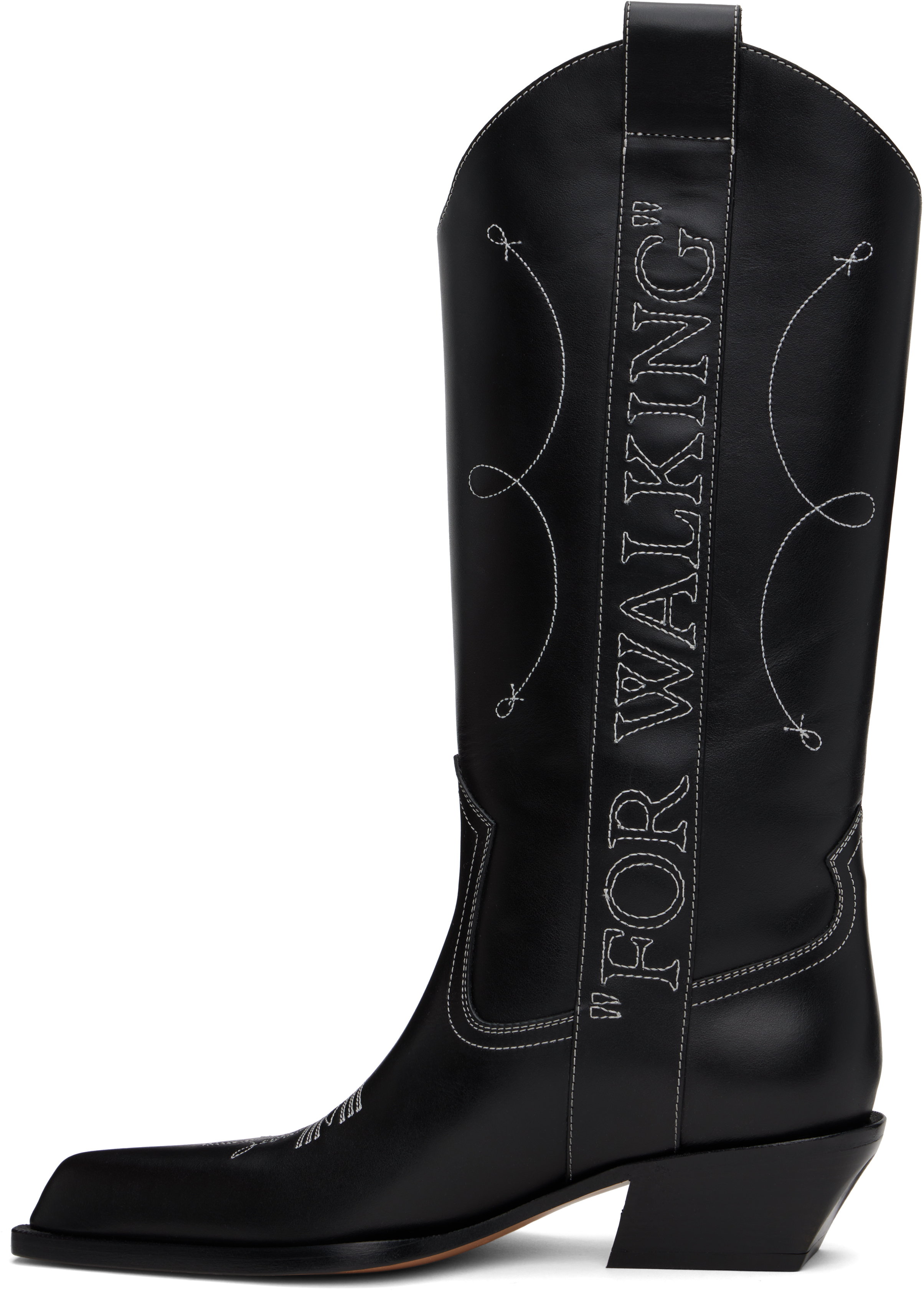 Off-white Black Frame Texan Tall Boots In Black White