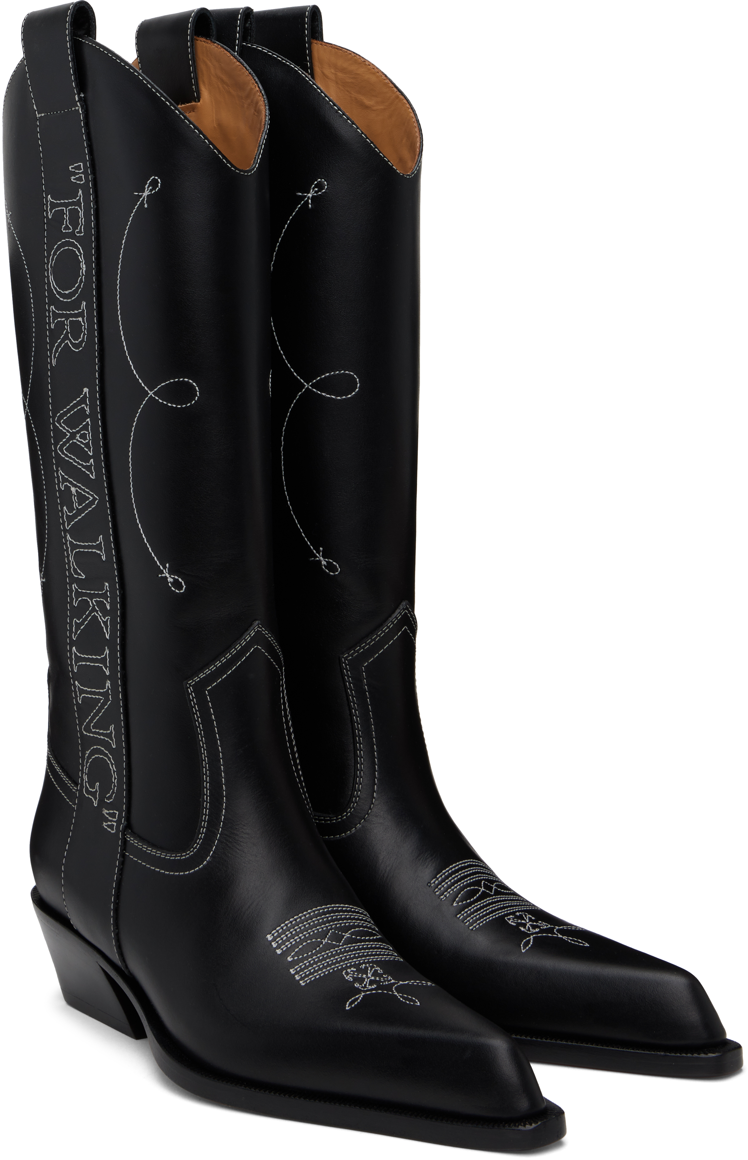 Off-white Black Frame Texan Tall Boots In Black White