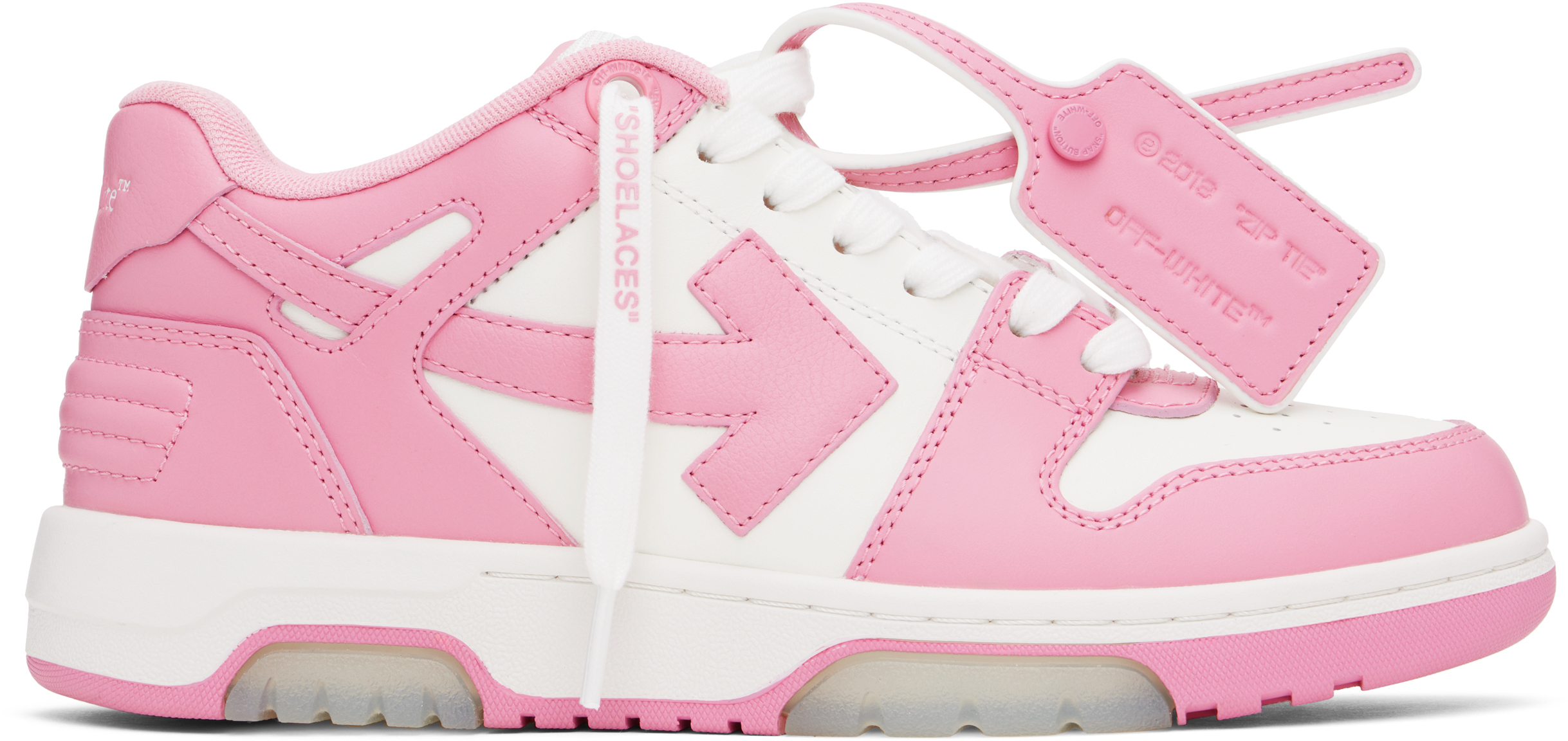 Off White Out of Office Leather Sneakers Pink