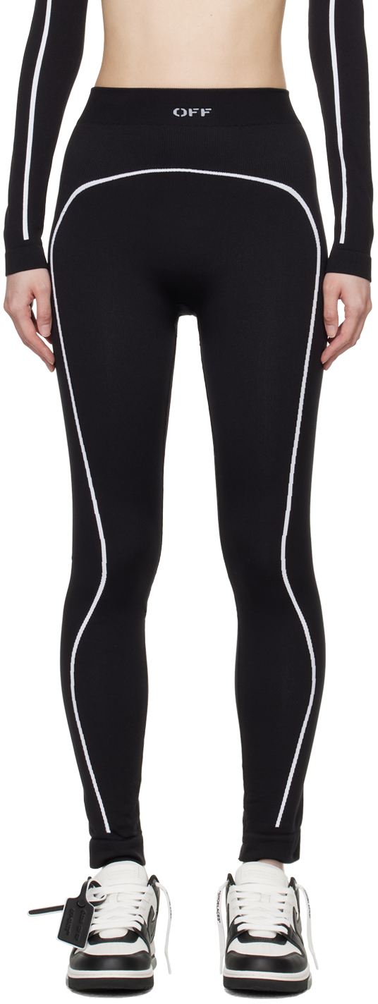 Shop Off-white Black Off Stamp Seamless Leggings In Black White