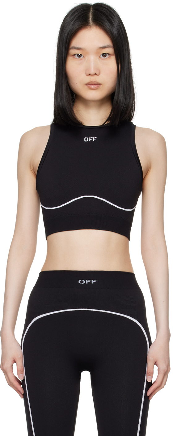 Black Off Stamp Seamless Sport Bra