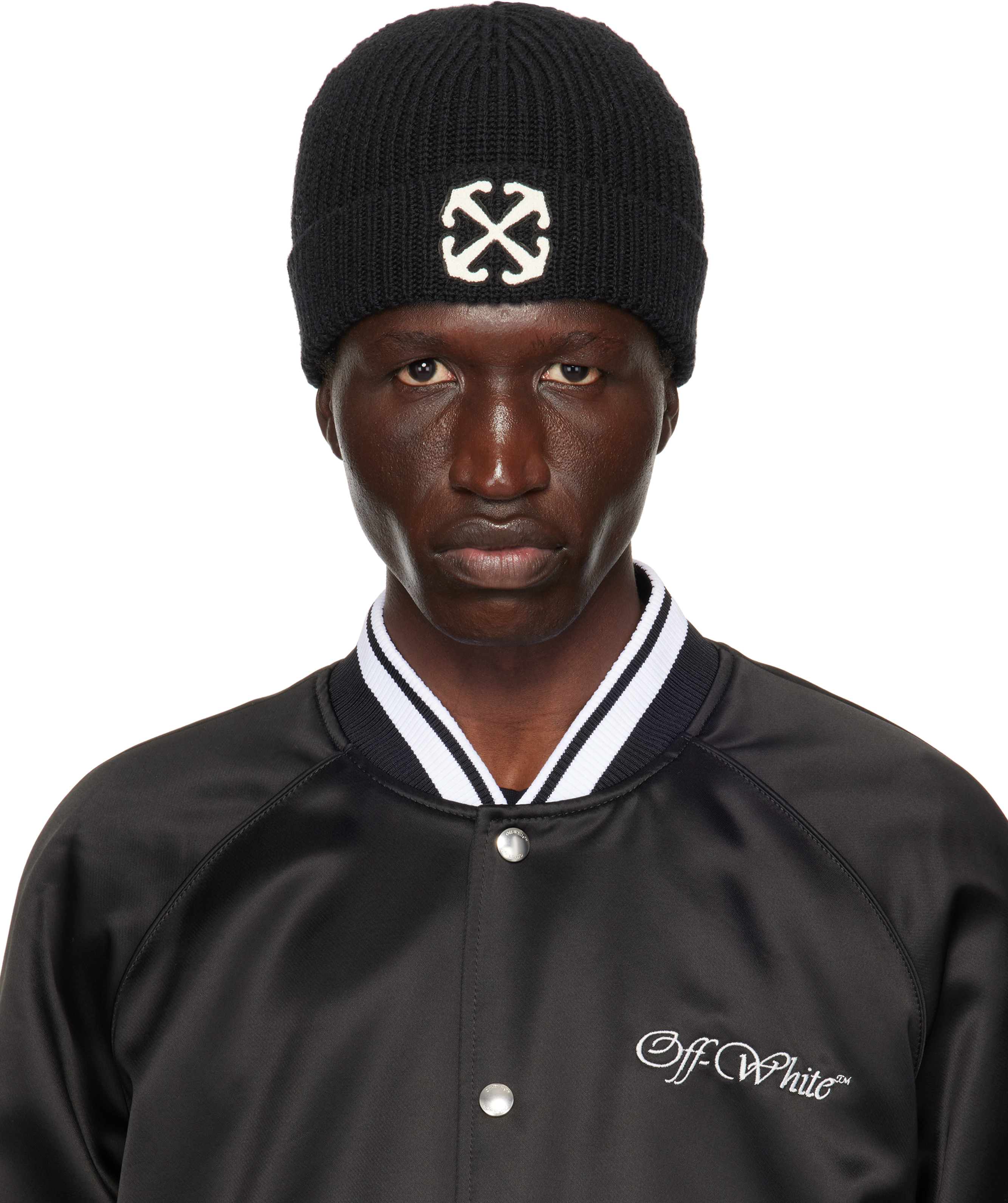 Shop Off-white Black Arrow Classic Beanie In Black - White