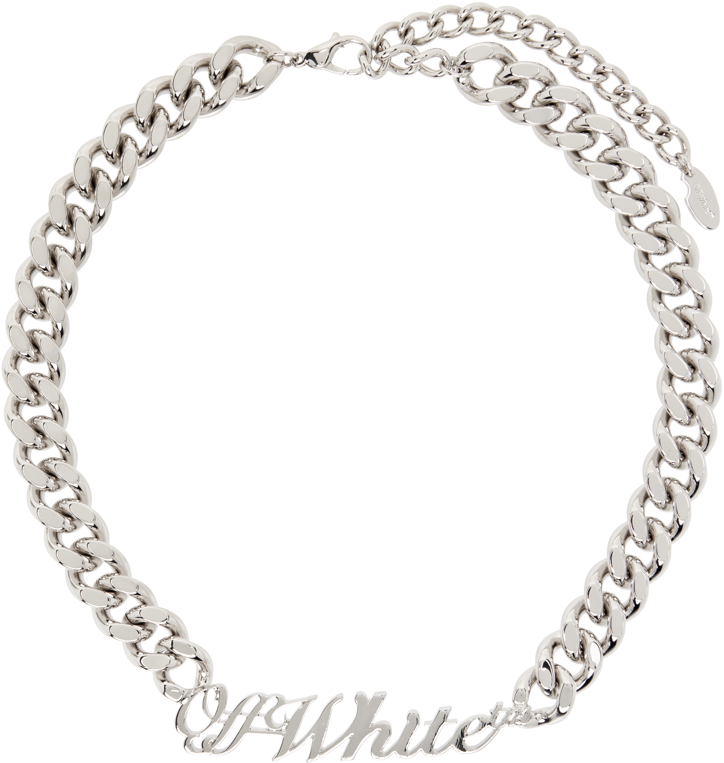 Shop Off-white Silver Logo Chain Necklace In Silver - No Color