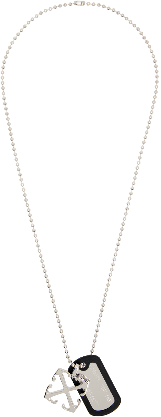 Shop Off-white Silver Arrow Ziptie Necklace In Silver - Black