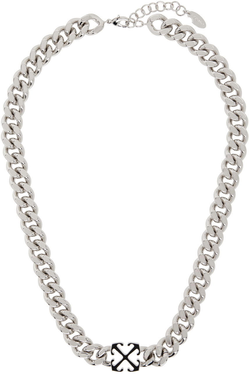 Silver & Black Arrow Chain Necklace