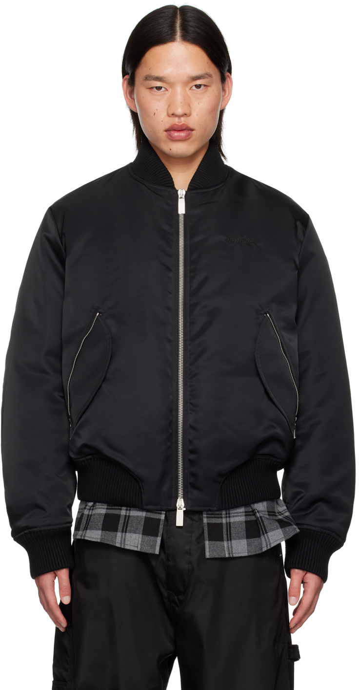 Shop Off-white Black Arr Emb Bomber Jacket In Black Black