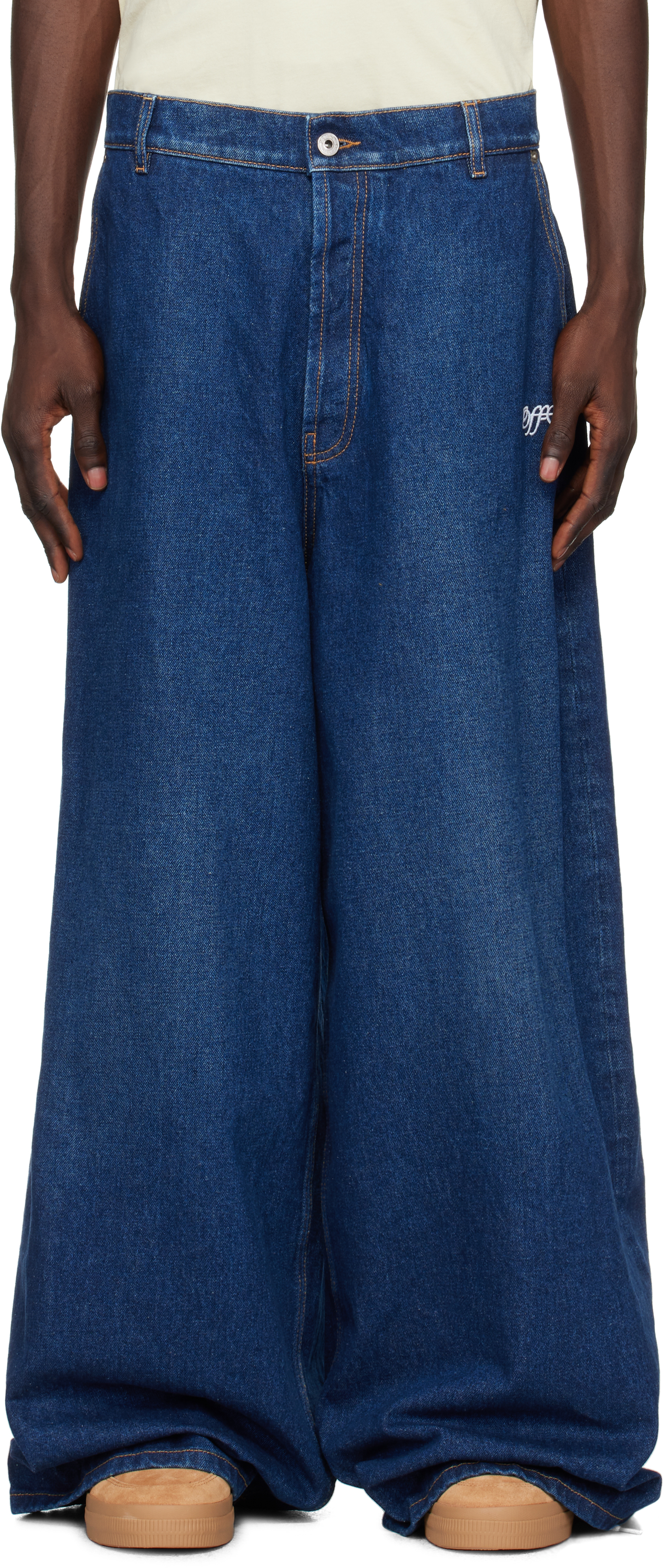 Blue Script Wide Jeans