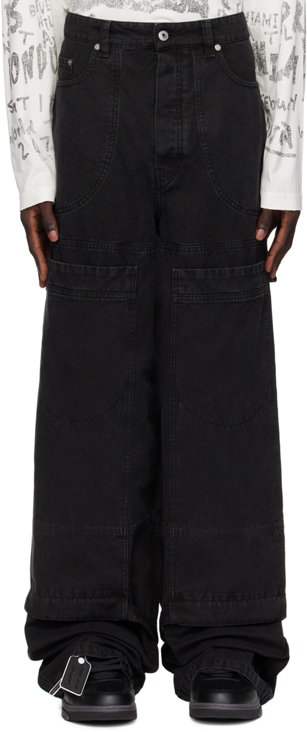 Shop Off-white Black Canvas Carpenter Trousers In Black No C