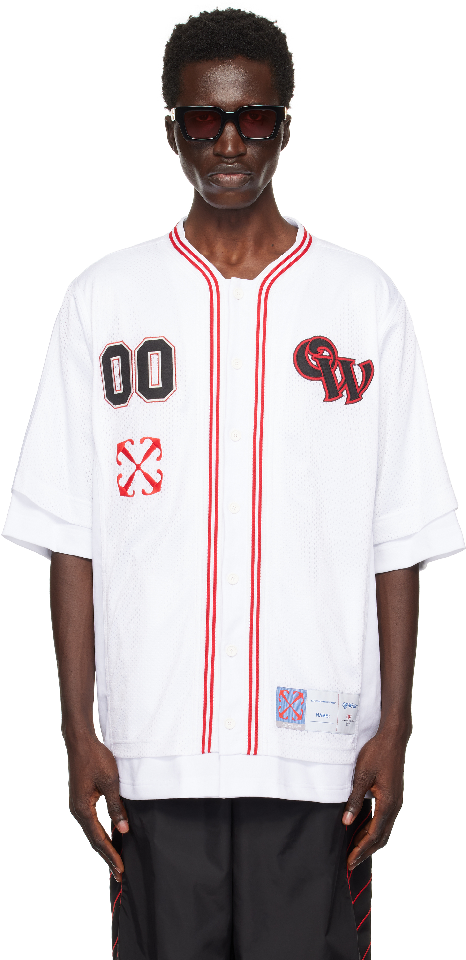 White Gothic Logo Hybr Baseball Shirt