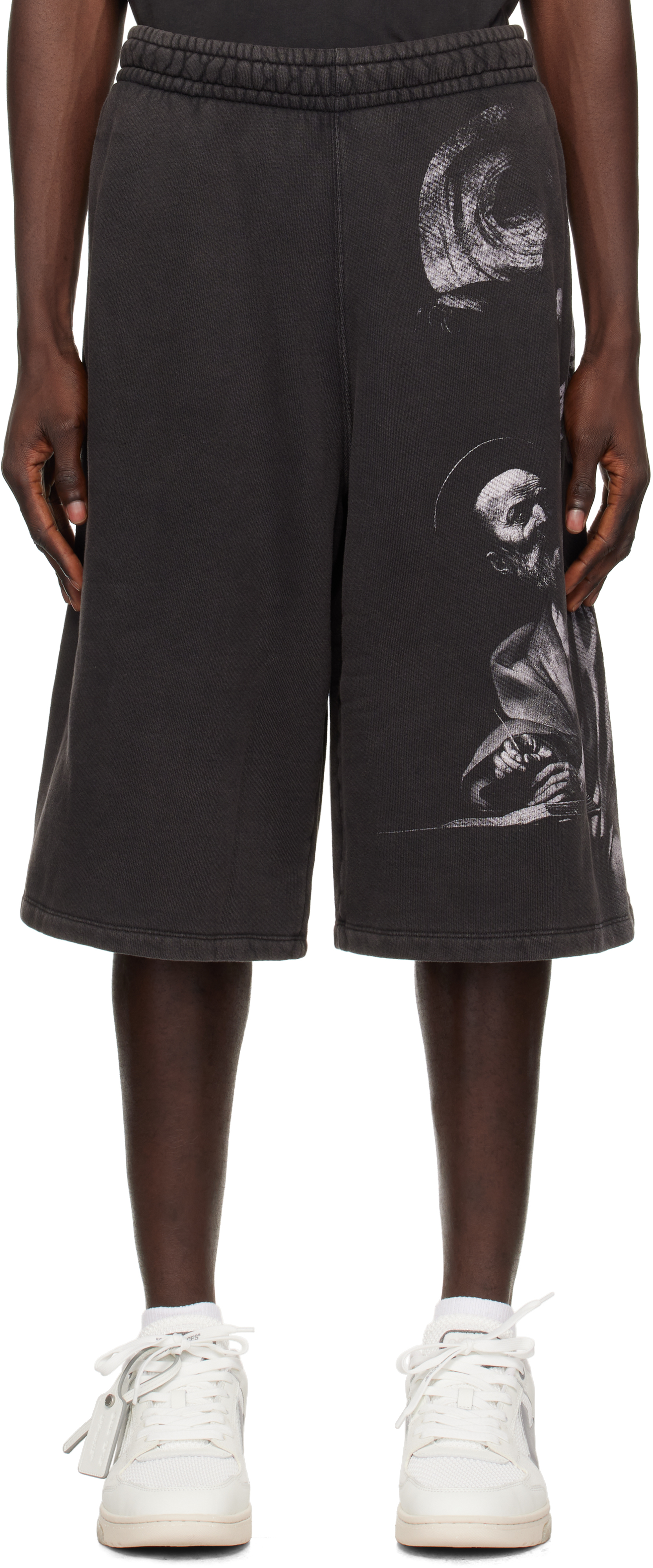 Off-White ショートパンツ 2013B 黒 Nike x Off-White グリッドパターン ショートパンツ | ブラック