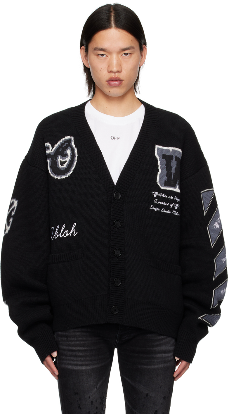 Shop Off-white Black Varsity Cardigan In Black Black