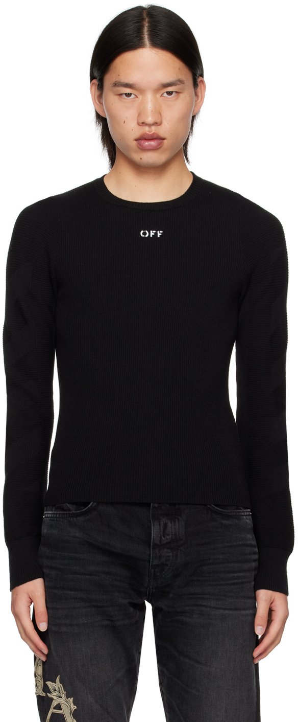 Off-white Black Diags Sweater In Black Black