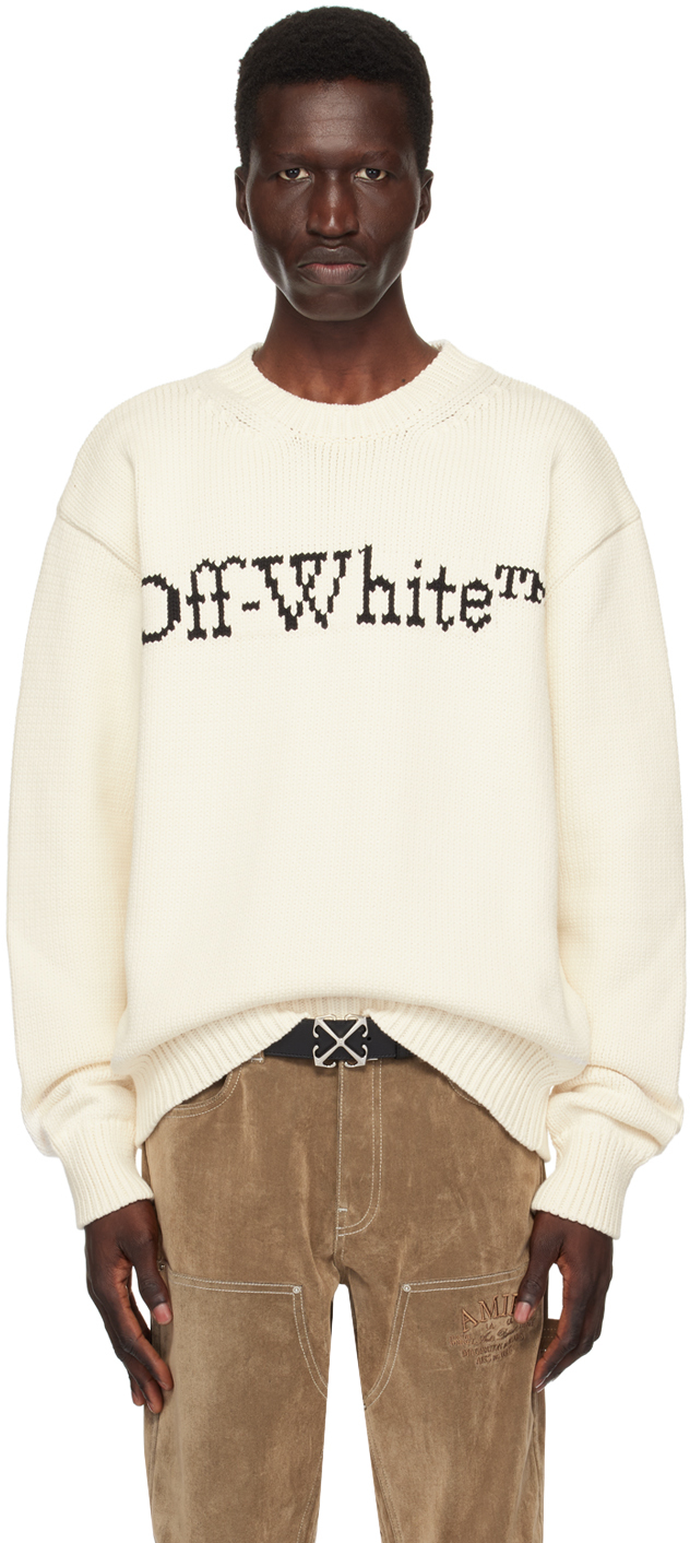 Shop Off-white Big Bookish Sweater In Cream Blac