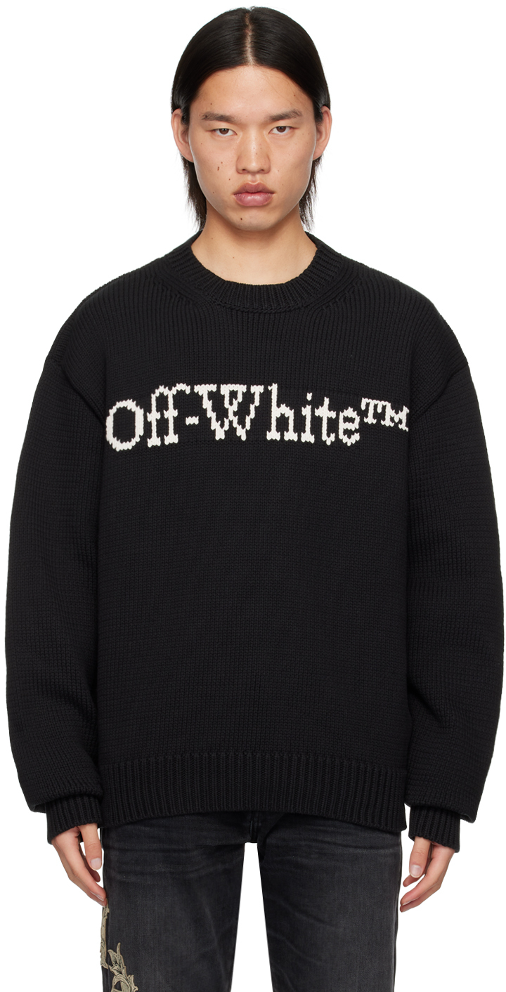 Shop Off-white Black Big Bookish Chunky Sweater In Black Whit