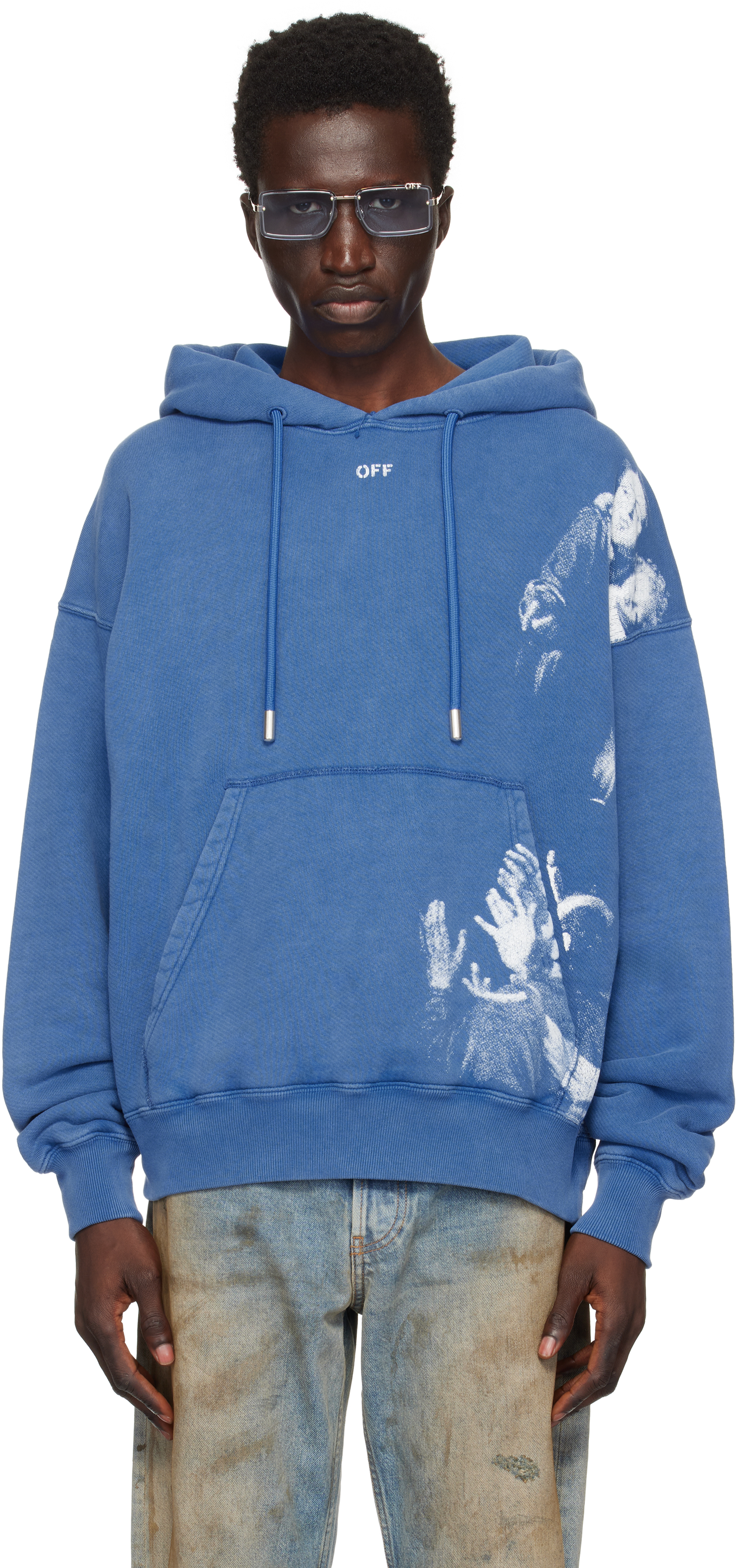 Off-white Blue Blurred Mary Skate Hoodie In True Blue - Wh