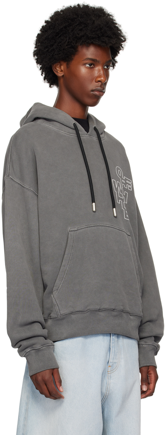 Off-white Jersey Cotton Hoodie Drawstring In Black - White