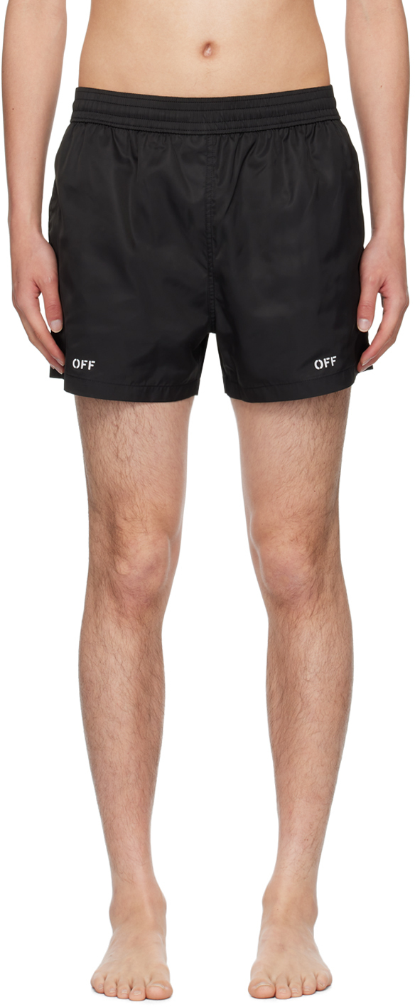 Black Off Stamp Swim Shorts