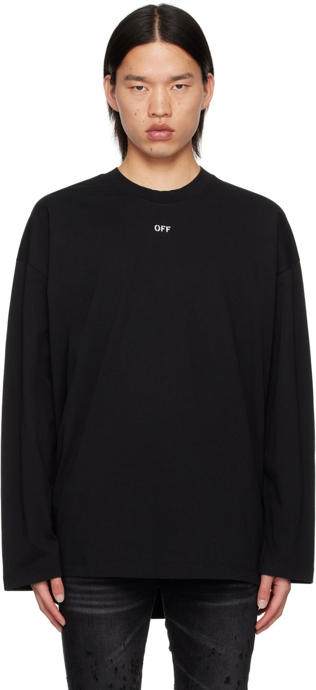 Shop Off-white Black Off Stamp Long Sleeve T-shirt In Black White